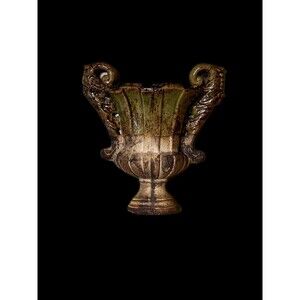 Vintage Classic Auduze Style Ceramic Wall Pocket Planter, Green Drip Glaze Urn